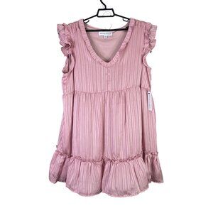 Womens Emma & Michele Pink Tiered Dress Ruffle Sleeveless V Neck Polyester XL